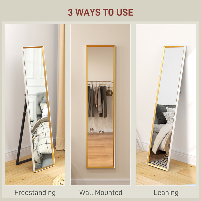 White Full Length Mirror 37 x 157cm Wall Mounted or Free Standing by HOMCOM