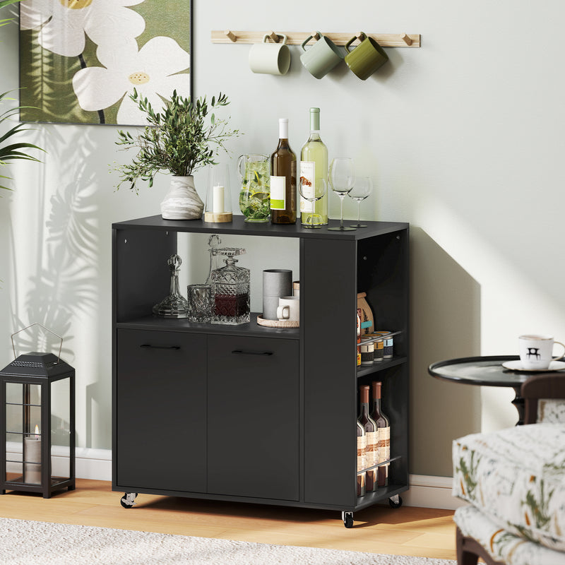 Kitchen Island Trolley with Storage and Wheels for Easy Meal Prep Black