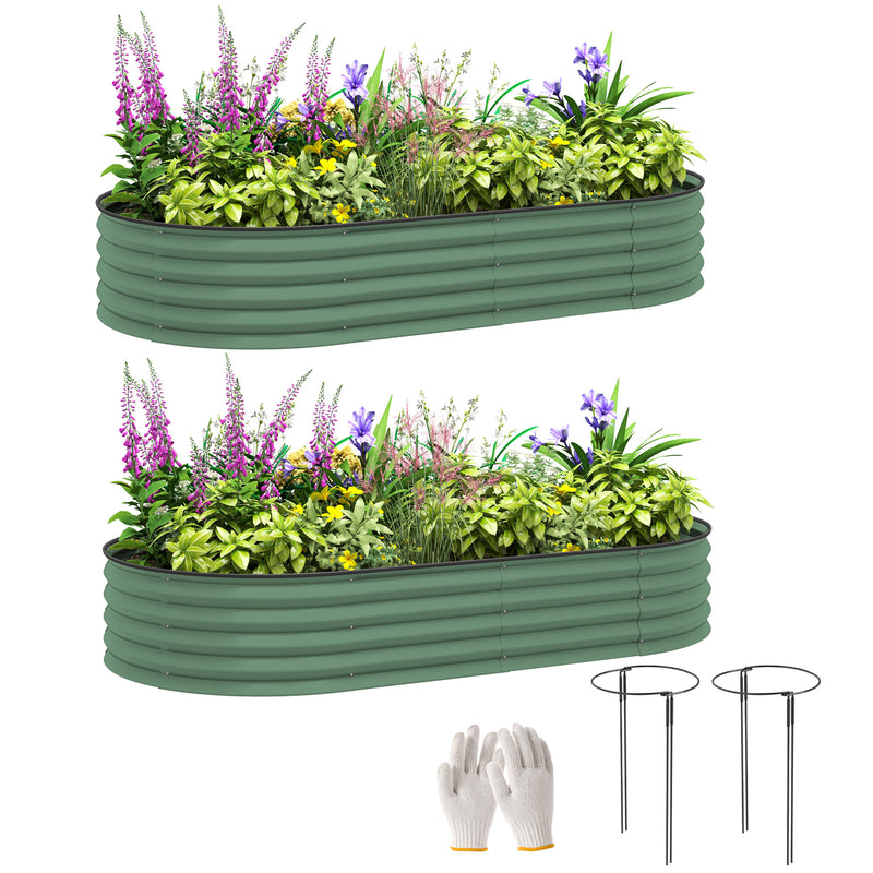 Set of Two Green Steel Garden Planters 181 x 93cm by Outsunny