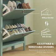 Green Modern Shoe Cabinet with Two Drawers for Hallway Storage