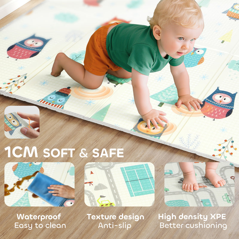 Foldable Baby Play Mat Double Sided Soft Foam for Crawling and Playtime Fun Grey