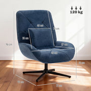 Accent Swivel Chair with High Back and Lumbar Support for Living Room or Bedroom Dark Blue AOSOM