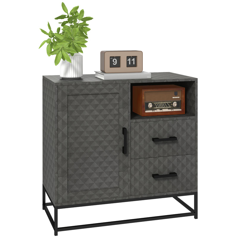 Grey Freestanding Sideboard with Adjustable Shelf Drawers and Open Storage Compartment by HOMCOM