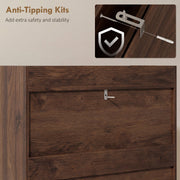 Anti-tipping kit bracket fixed to the back panel of the shoe cabinet