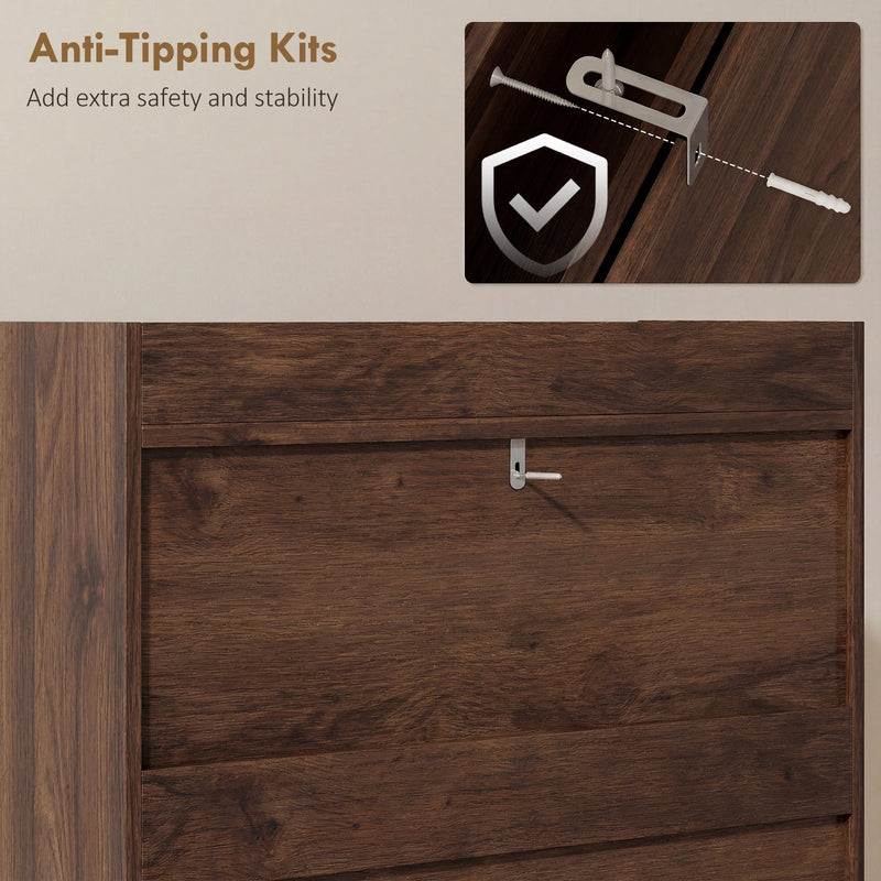 Anti-tipping kit bracket fixed to the back panel of the shoe cabinet