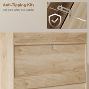 Anti-tipping kit bracket fixed to the back panel of the oak shoe cabinet