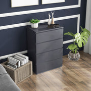 High Gloss 4 Drawer Chest of Drawers with Spacious Storage for Bedroom Use Grey
