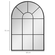 Arched Wall Mirror 91 x 60 cm With Window Design For Living Room Or Bedroom Black