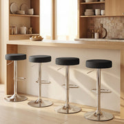 Adjustable Backless Bar Stools Set of 2 Space Saving Kitchen Island Seating Black Homcom
