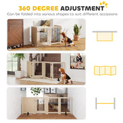 4 Panel Freestanding Pet Gate with Lockable Door and Support Feet for Indoor Use Oak AOSOM