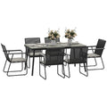 Grey 6 Seater Patio Dining Set With Cushions and Rattan Backrest by Outsunny