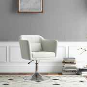 Modern Swivel Accent Chair with Adjustable Height and Cushion for Lounge or Bedroom, Cream White