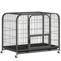 Steel Dog Crate for Small and Medium Dogs with Triple Doors and Removable Tray Black Pawhut