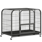 Steel Dog Crate for Small and Medium Dogs with Triple Doors and Removable Tray Black Pawhut