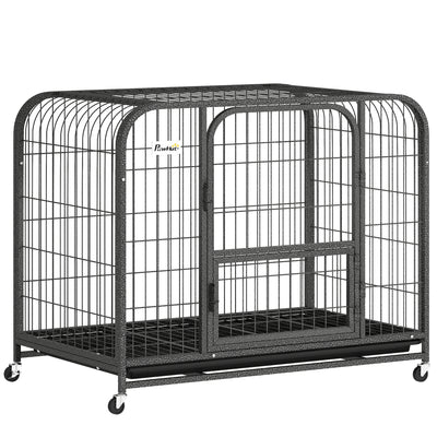 Steel Dog Crate for Small and Medium Dogs with Triple Doors and Removable Tray Black Pawhut