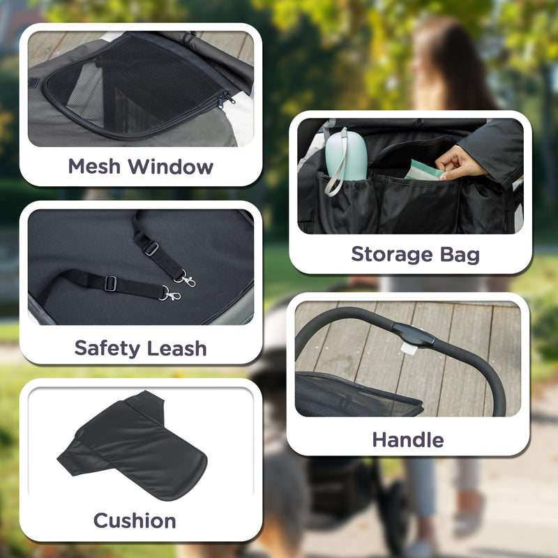 Easy Folding Pet Stroller for Large Dogs with Shock Absorb Frame and Safety Brakes by PawHut AOSOM