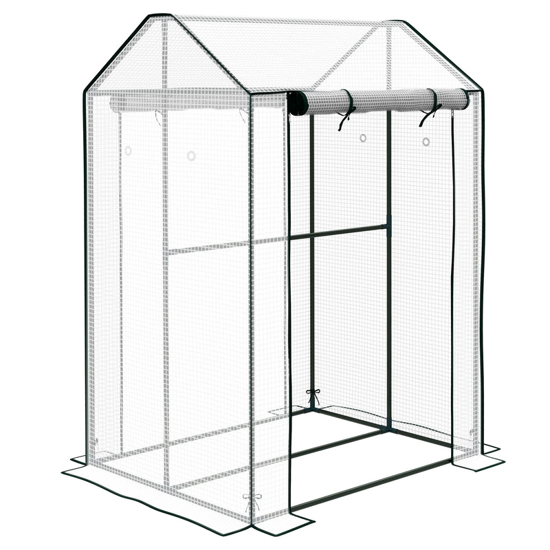 Mini Greenhouse With Roll Up Doors Ventilation And Reinforced Cover For Small Gardens Green AOSOM