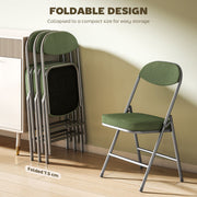 Set of Four Folding Seat Chairs with Soft Corduroy Upholstery for Dining or Guests Green