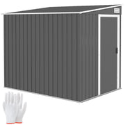 7x5ft Galvanised Metal Garden Storage Shed With Sliding Door Dark Grey by Outsunny