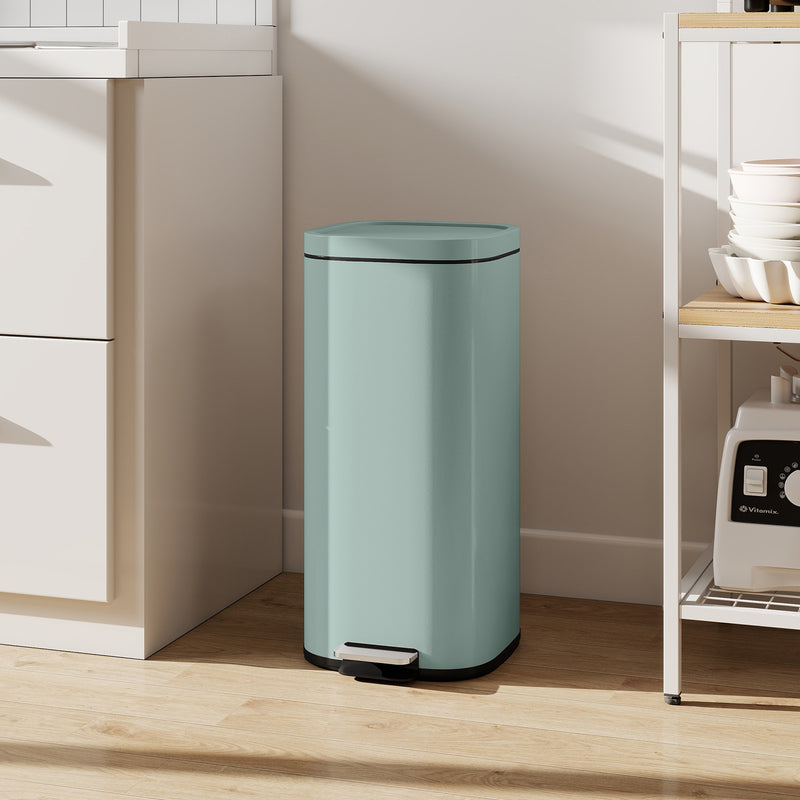 Kitchen Bin 30L Metal with Foot Pedal and Removable Inner Bucket for Small Spaces Green