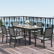 Grey 6 Seater Patio Dining Set with Stackable Chairs and Aluminium Frame by Outsunny