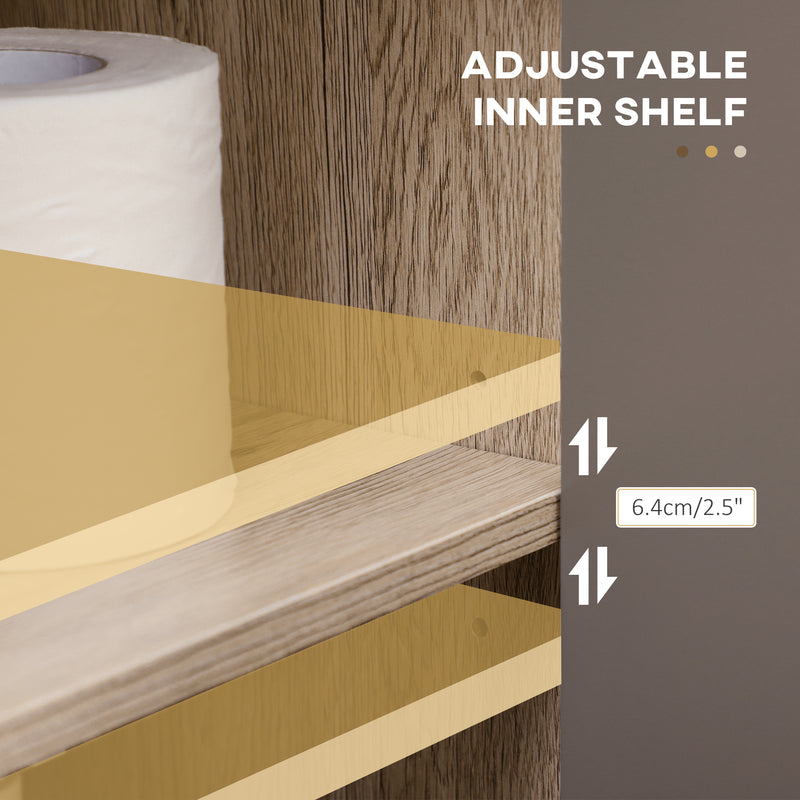 Grey Under Sink Bathroom Cabinet with Adjustable Shelf and Double Doors Floor Standing