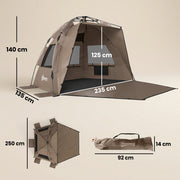 Pop Up Beach Tent for Quick Sun Shelter with Mesh Windows and Carry Bag Brown Outsunny