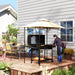 8 x 5 ft Grill Gazebo Double Tier BBQ Shelter with LED Lights Shelves and Hooks Beige by Outsunny