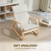 Cream White Upholstered Rocking Chair with High Back and Headrest for Living Room by HOMCOM
