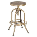 Brass finish adjustable bar stool with footrest