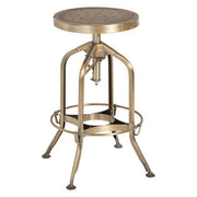 Brass finish adjustable bar stool with footrest