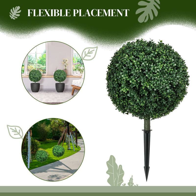 Artificial Topiary Ball Set of 2 for Easy Year Round Garden or Doorstep Greenery Green