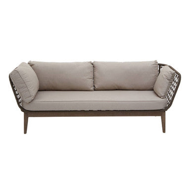 Bronze and charcoal handwoven 3 seater sofa, front studio shot