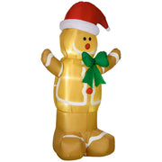 Inflatable gingerbread man from a slight angle on a white background