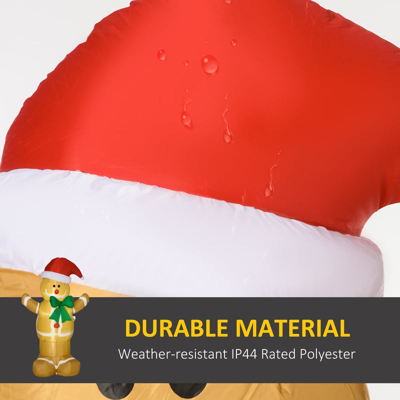 Close-up of the red Santa hat fabric with water droplets and durable IP44 polyester label