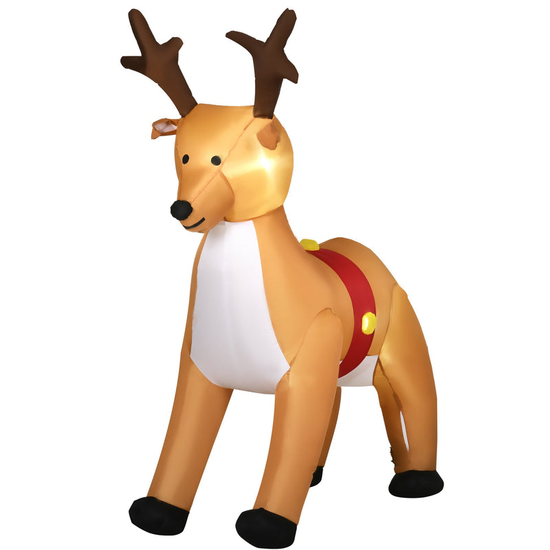 Brown inflatable reindeer from a three-quarter angle on a white background