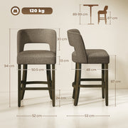 Dimensions diagram of the brown bar stool showing 94 cm height, 67 cm seat height and 24 cm footrest
