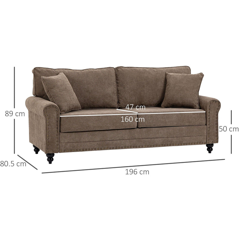 Sofa dimension diagram, 196W x 80.5D x 89H cm with 160cm seat width