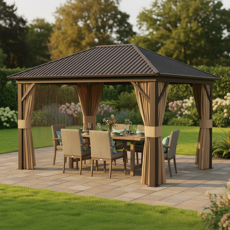 Brown Hardtop Gazebo — Square Hero