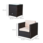 Dimensions diagram showing the armchair at 75 x 66 x 66 cm and the side table at 40 x 40 x 45 cm