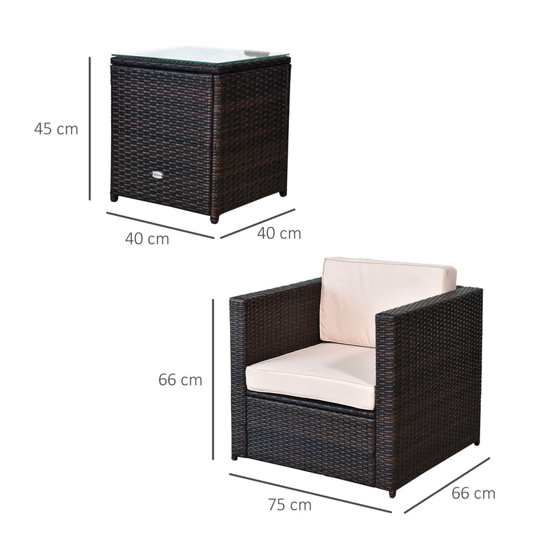 Dimensions diagram showing the armchair at 75 x 66 x 66 cm and the side table at 40 x 40 x 45 cm
