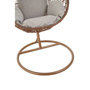 Close-up detail of the hanging chair's iron frame joint