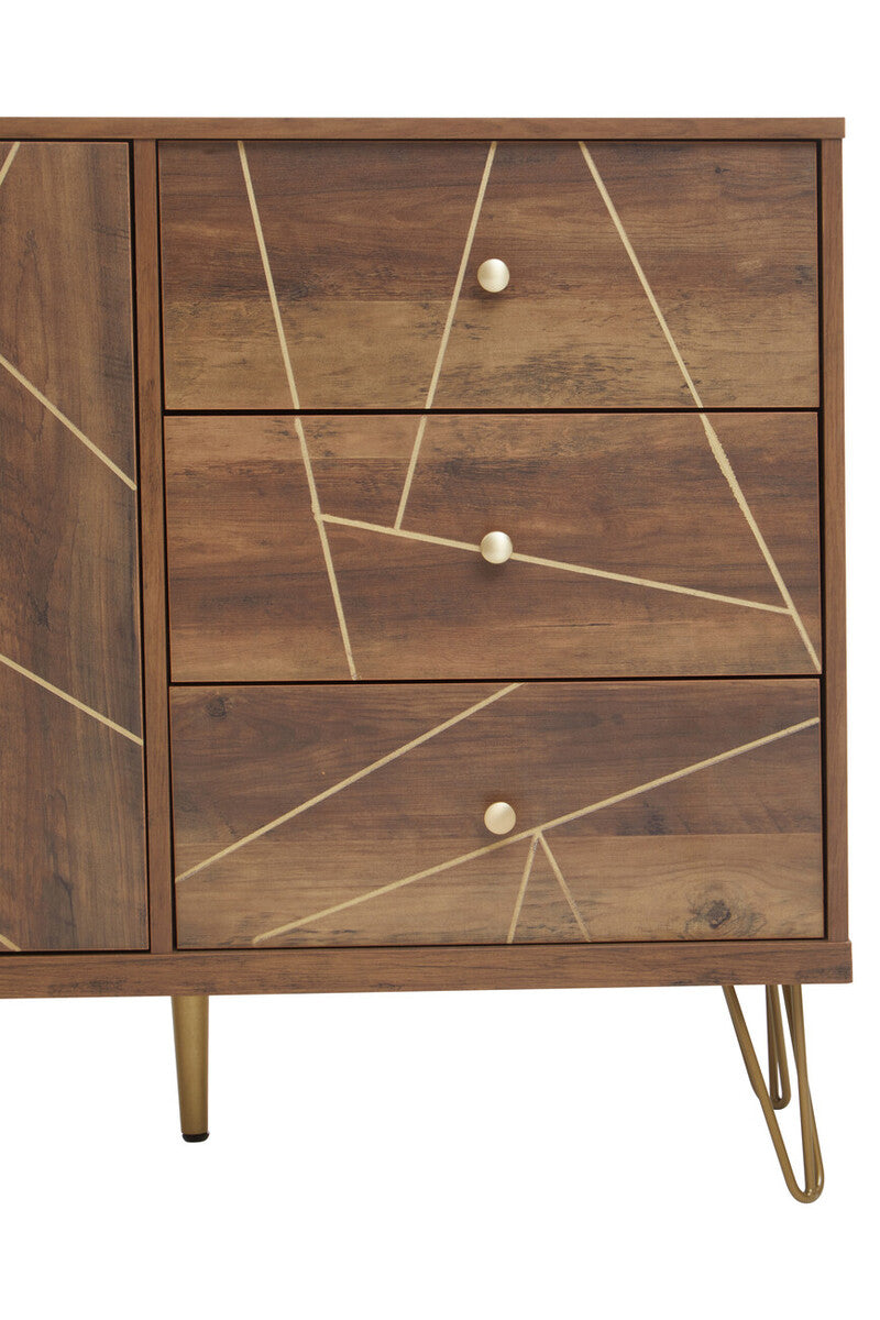 Close-up of the geometric brass-effect pattern detail