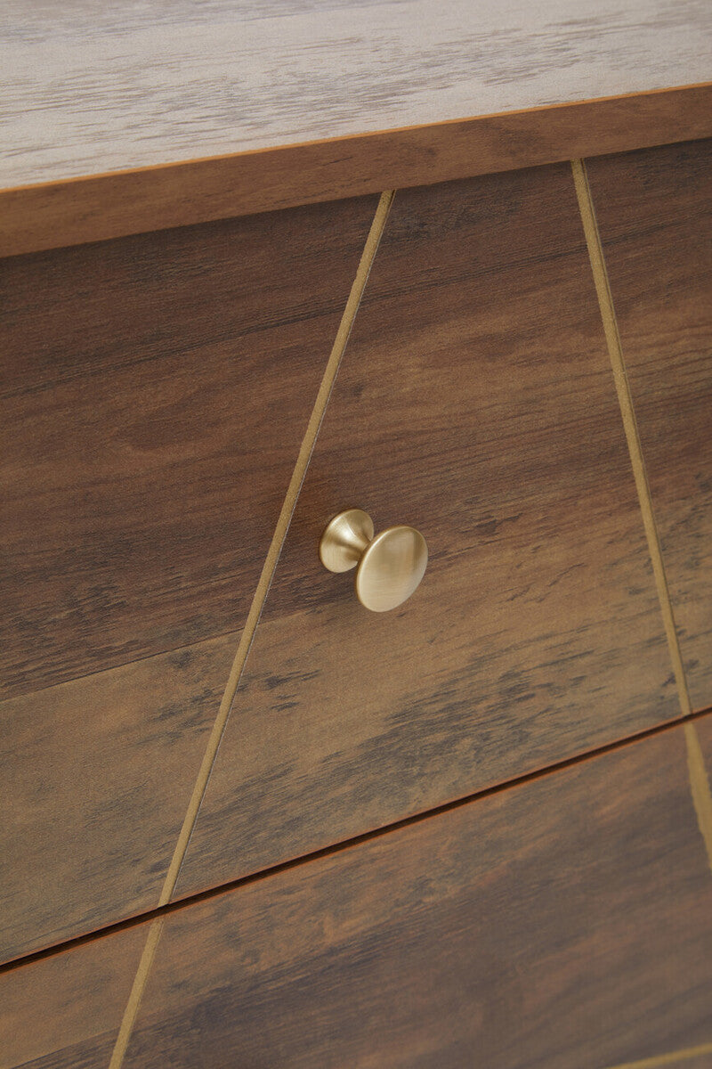 Close-up of the drawer handle and geometric pattern detail
