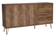 Brown sideboard with hairpin legs, studio shot