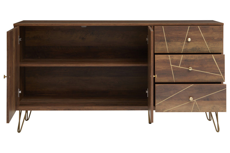 Brown sideboard with hairpin legs, studio shot