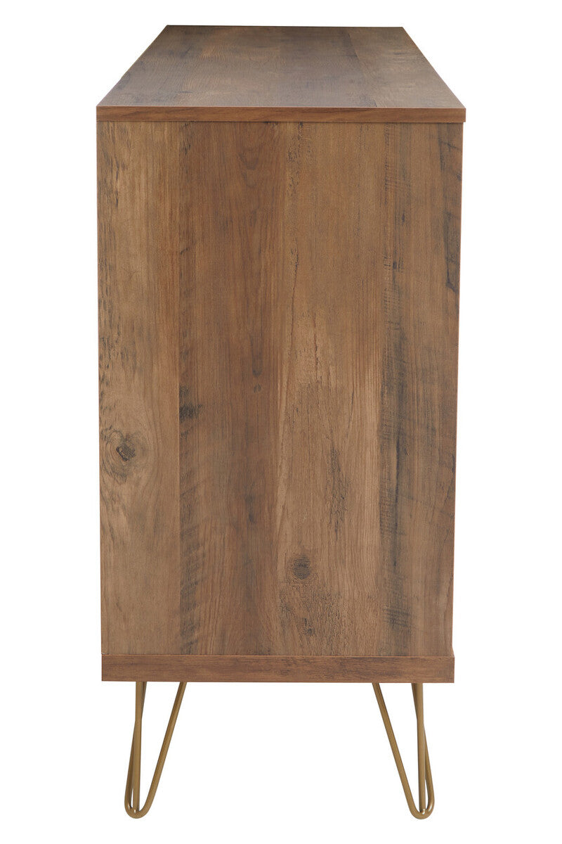 Brown sideboard with hairpin legs, studio shot
