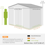 Dimension diagram: 278 x 195 x 215 cm overall with 262 x 171 cm of inner storage space