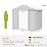 Dimension diagram: 236 x 196 x 208 cm overall with 220 x 171 cm of inner storage space
