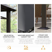 Grey 3x3m Garden Gazebo with Steel Frame and Sunshade Canopy by Outsunny